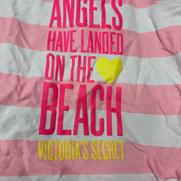 Victoria’s Secret beach tote bag striped pink neon angels have landed at the - Picture 6 of 6